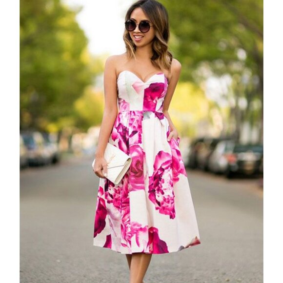 🏷️NWT   -  Floral Midi ASOS Party Dress sz 8   -  NWT🏷️ - Picture 1 of 12